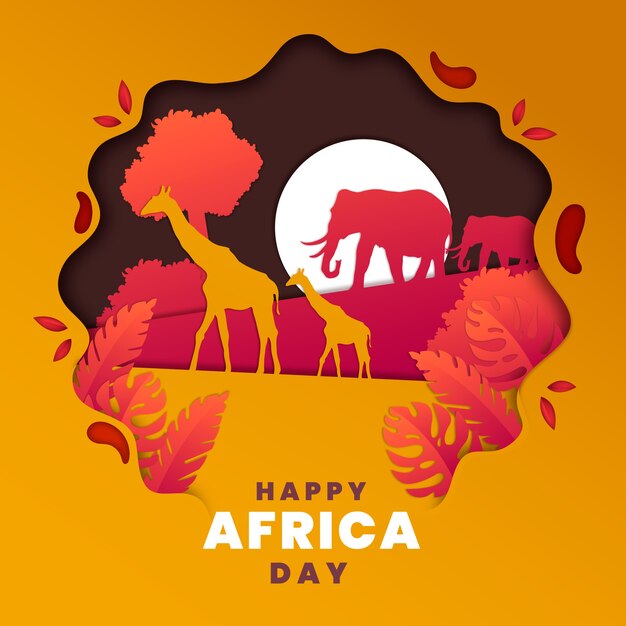 Иллюстрация дня африки в бумажном стиле