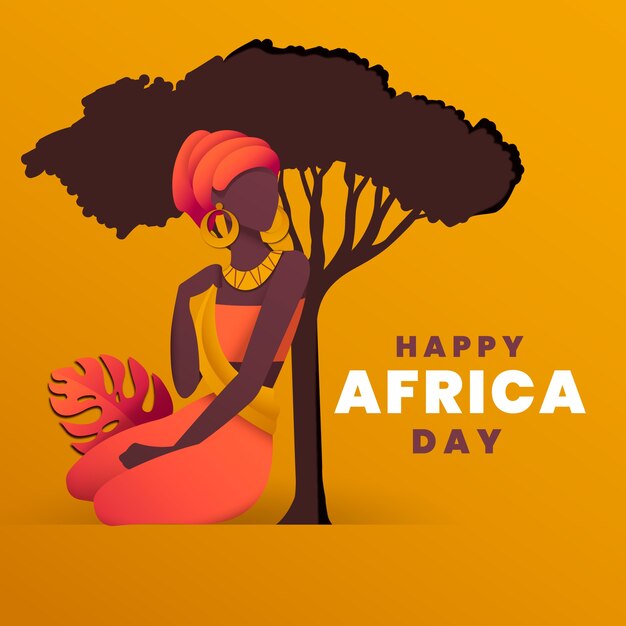 Paper style africa day illustration