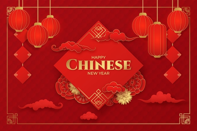 Free vector paper style background for chinese new year festival