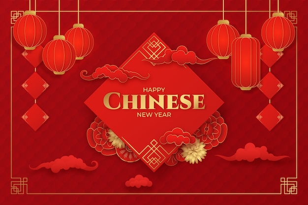 Paper style background for chinese new year festival