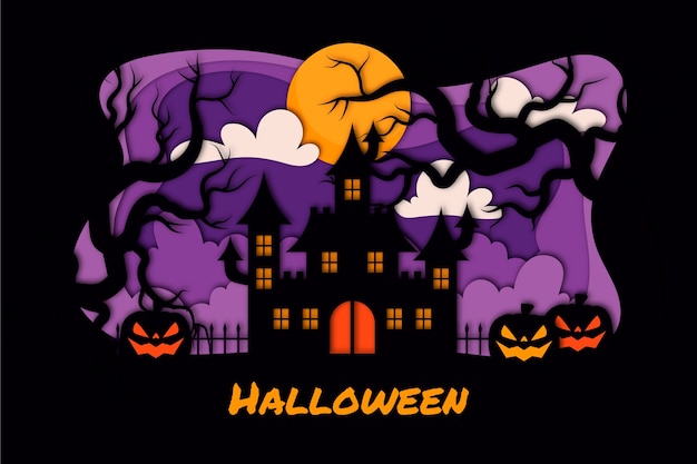 Free vector paper style background for halloween season celebration