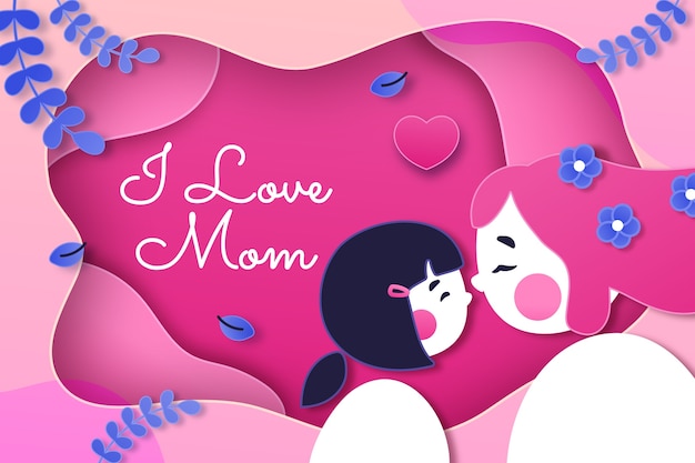 Free vector paper style background for mother's day celebration