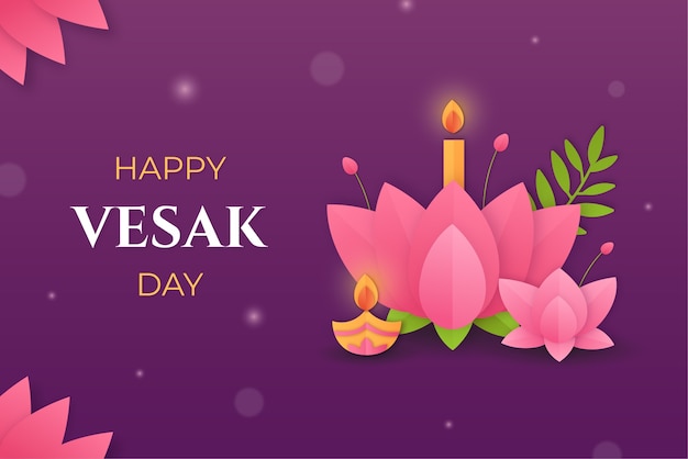 Free vector paper style background for vesak day festival celebration