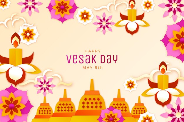 Paper style background for vesak festival celebration