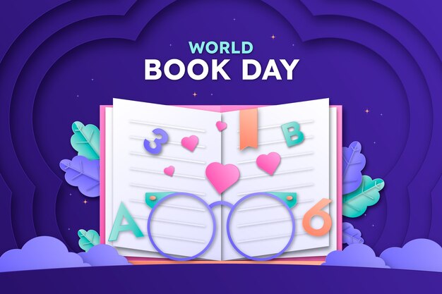 Paper style background for world book day celebration