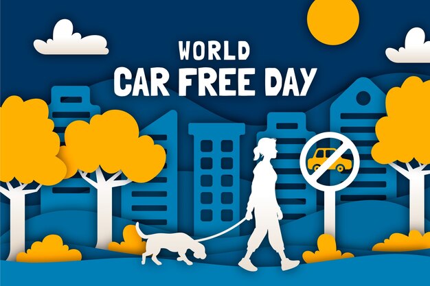 Paper style background for world car free day