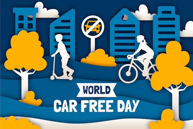 Free vector paper style background for world car free day