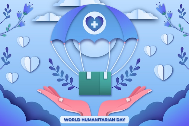 Paper style background for world humanitarian day