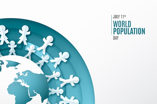 Free vector paper style background for world population day
