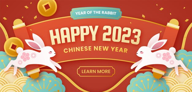 Paper style banner template for chinese new year celebration