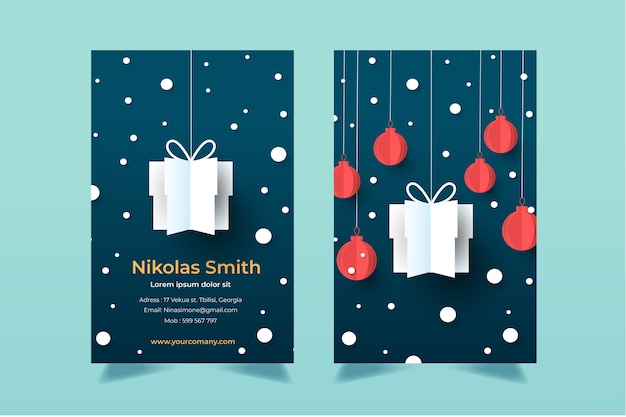 Paper style business christmas cards template