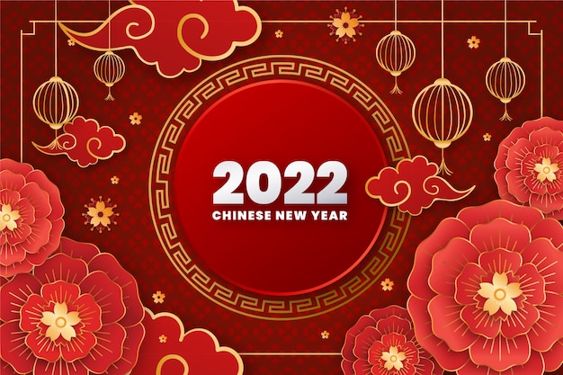 Paper style chinese new year background Free Vector