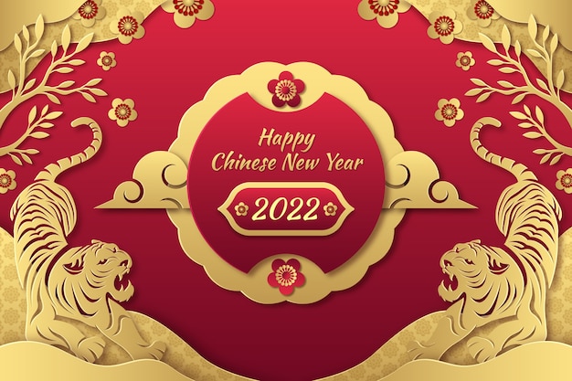 Бумажный стиль китайский новый год фон