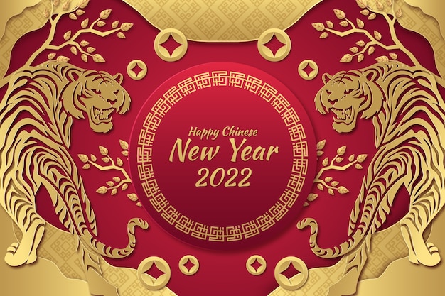 Free vector paper style chinese new year background