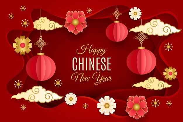 Paper style chinese new year background