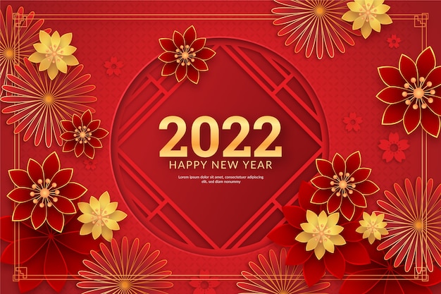 Paper style chinese new year background Free Vector