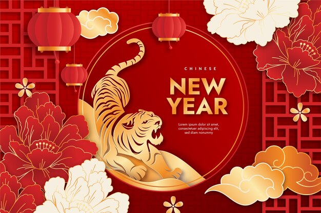 Paper style chinese new year background