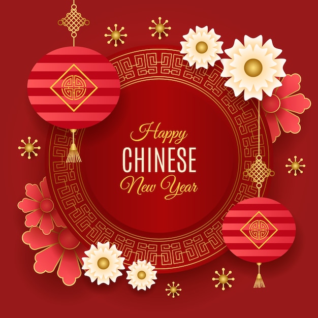 Paper style chinese new year illustration Premium Vector
