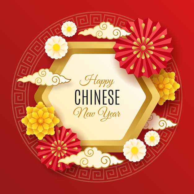Paper style chinese new year illustration