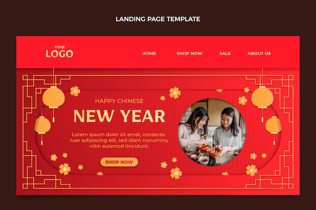 Paper style chinese new year landing page template