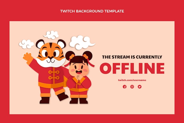 Free vector paper style chinese new year twitch background