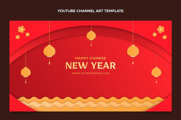 Paper style chinese new year youtube channel art