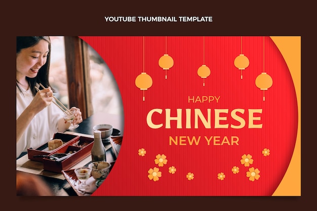 Paper style chinese new year youtube thumbnail