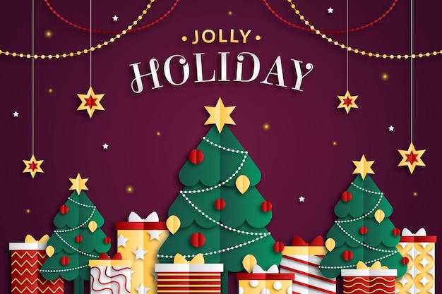 Free vector paper style christmas background