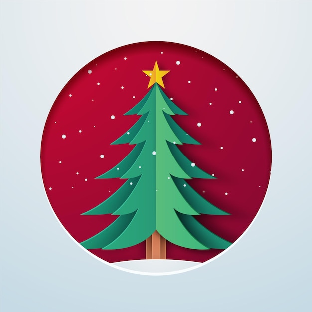 Paper style christmas tree illustration