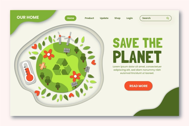Paper style climate change landing page template