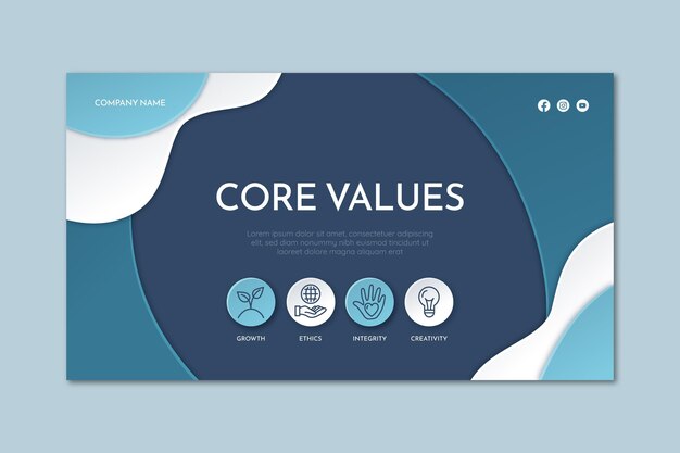 Paper style core values landing page