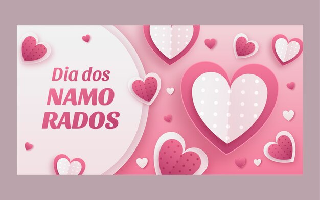 Paper style dia dos namorados social media post template