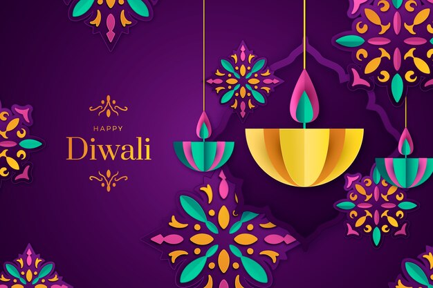 Paper style diwali background
