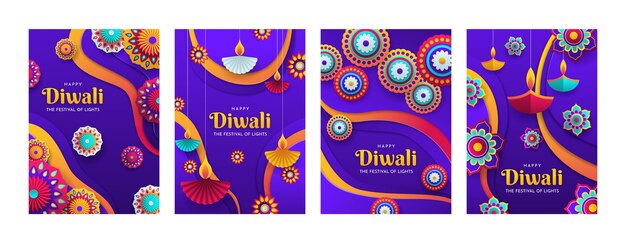 Paper style diwali cards collection