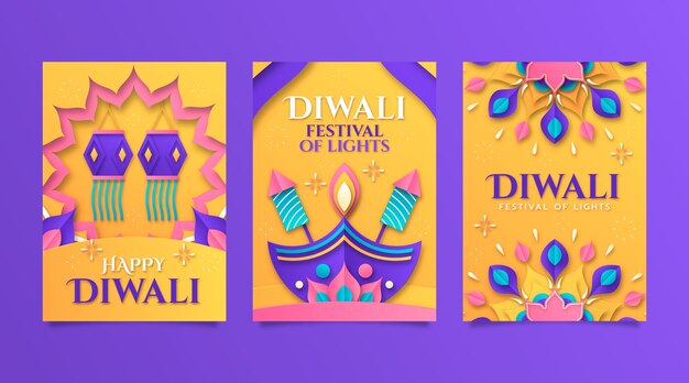 Paper style diwali festival cards collection