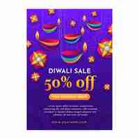 Free vector paper style diwali vertical poster template