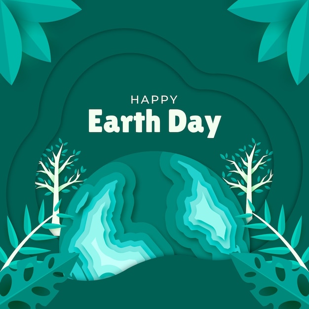 Бесплатное векторное изображение Иллюстрация дня земли в бумажном стиле.