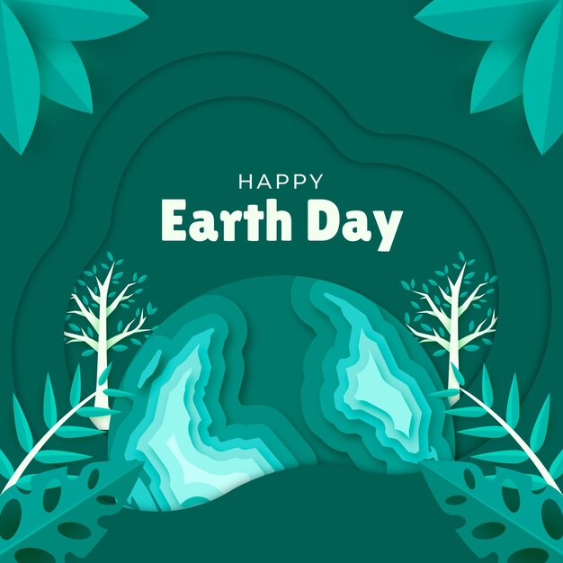 Иллюстрация дня Земли в бумажном стиле.