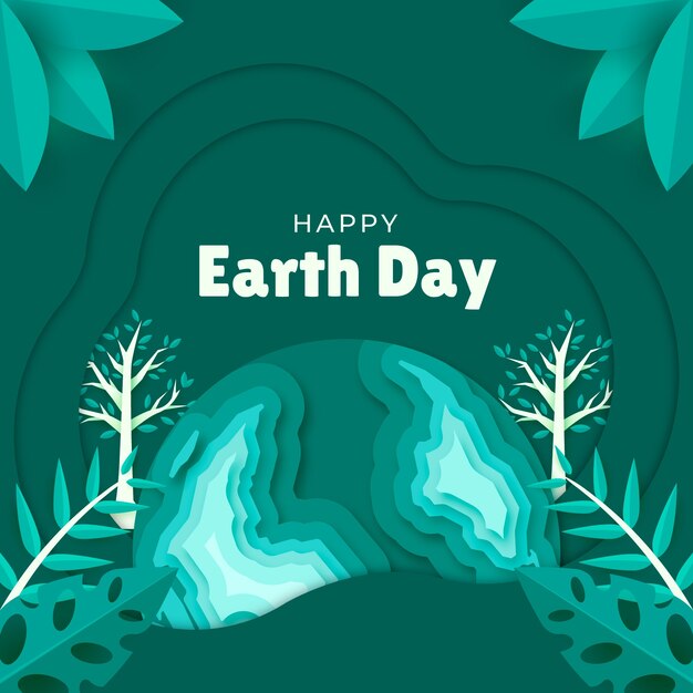 paper style earth day illustration