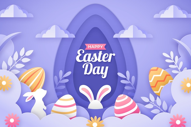Free Vector paper style easter background
