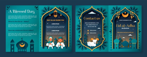 Paper style eid al-adha brochure template