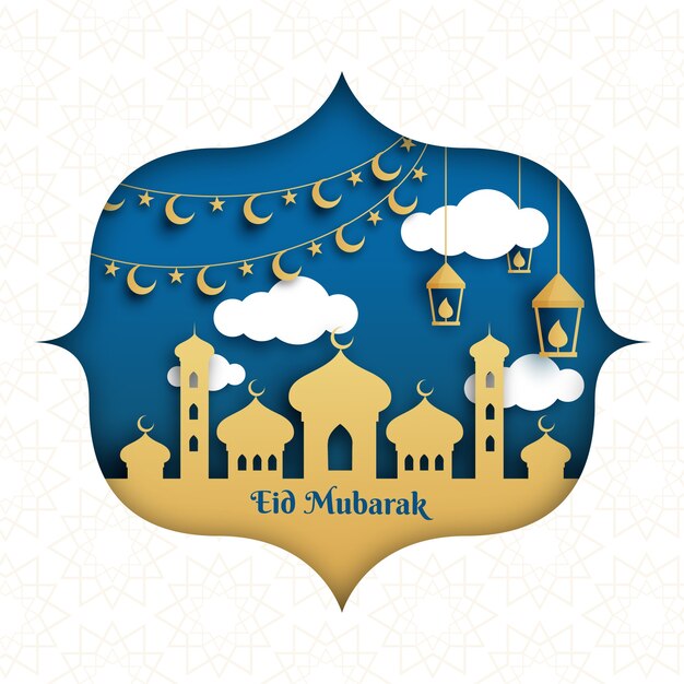 Paper style eid al-fitr background