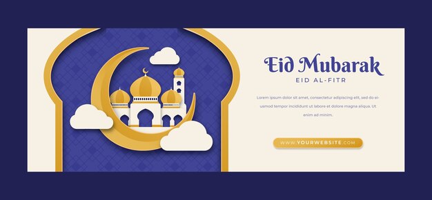 Paper style eid al-fitr  facebook cover