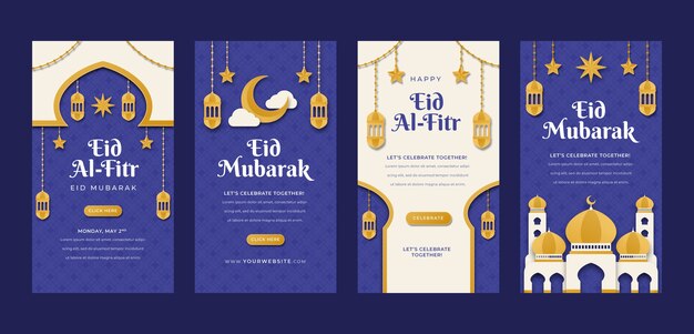 Paper style eid al-fitr instagram stories