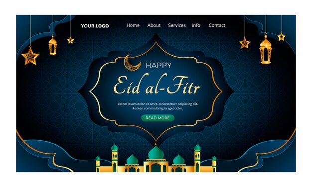 종이 스타일 eid al-fitr 방문 페이지 템플릿