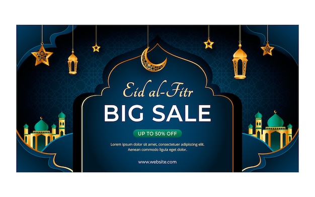 Paper style eid al-fitr social media promo template