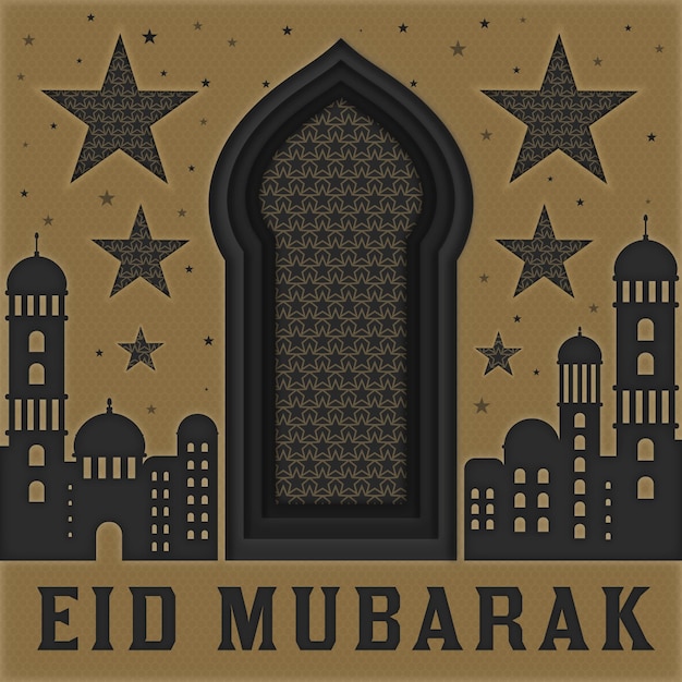 모스크와 종이 스타일 eid 무바라크