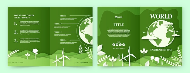 Paper style environment day brochure template