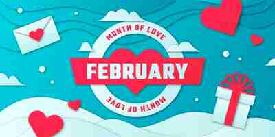 Free vector paper style february month of love background