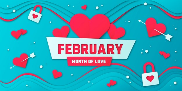 Paper style february month of love background